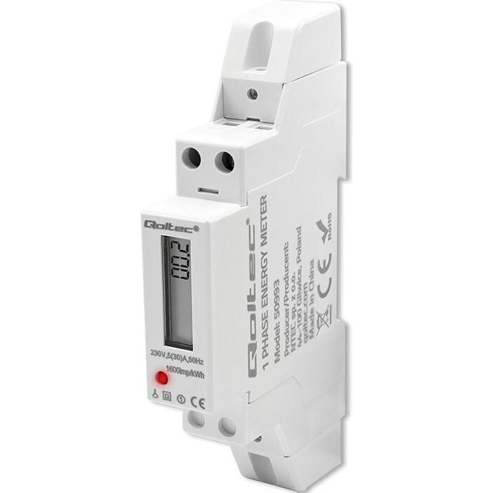 Qoltec Einphasen-Elektronikzähler, 230V 30A DIN-Schiene (57995550)