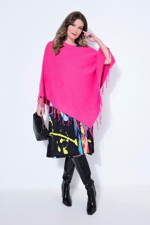 Produktbild Miamoda Poncho, oversized, Feinstrick, Zopfmuster, Fransen (58, 60, 62)