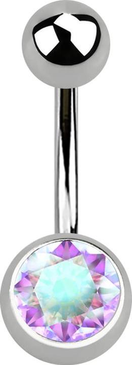Image du produit Star Piercing Banane stérile argentée avec boule et cristal boule multicolore (sans laiton, Titane)