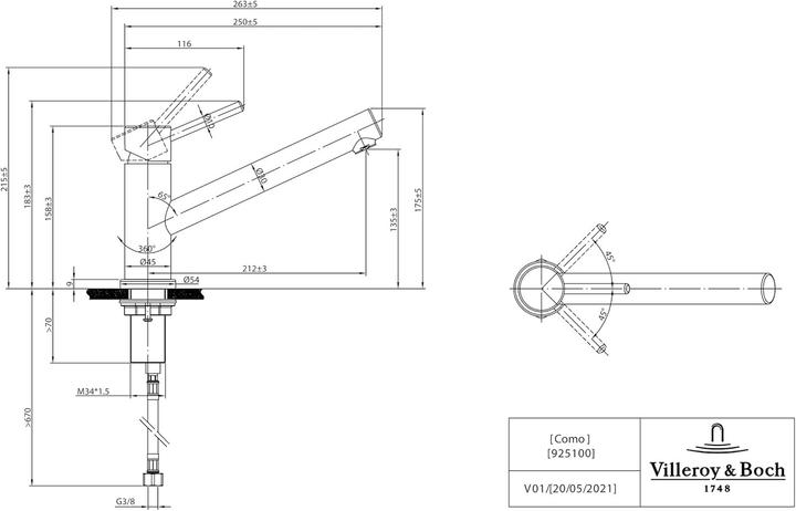 Actual product image Villeroy & Boch Como kitchen tap, stainless steel
