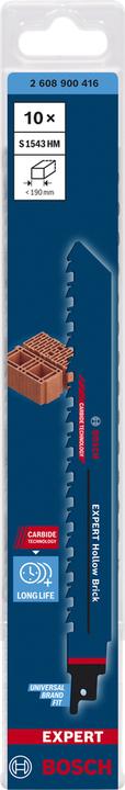 Immagine prodotto Bosch Professional Zubehör Lama per sega alternata Expert Hollow Brick S 1543 HM, 10 pezzi