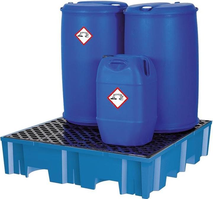 Produktbild asecos PE-Auffangwanne für 200-l-Fässer, Tragfähigkeit 950 kg/m²