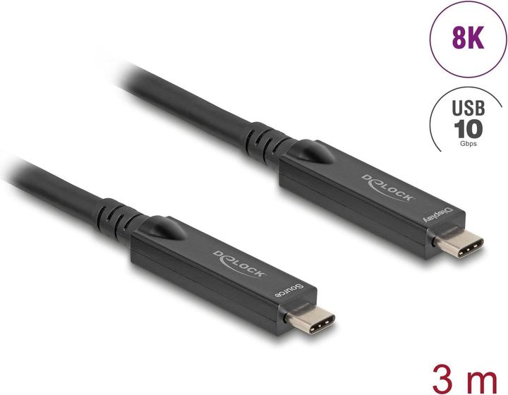 Actual product image Delock Active optical USB-C 8K video + data + PD cable 3 m (3 m, USB 3.2 Gen 2, 60 W)