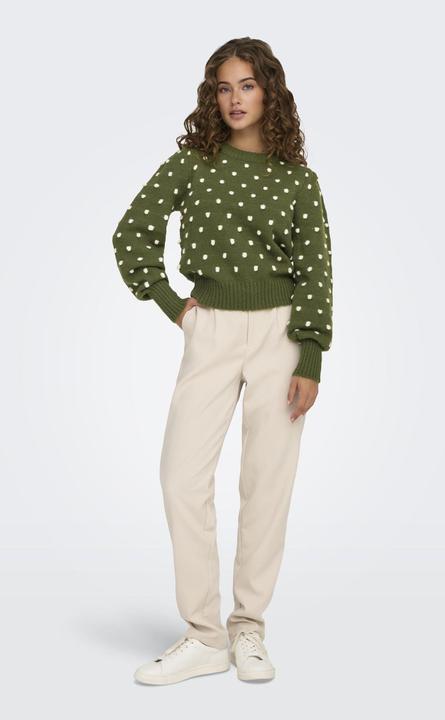 Immagine prodotto JdY Vestibilità regolare Collo alto Polsini lunghi Maniche a sbuffo Pullover Maglione in maglia (XL)