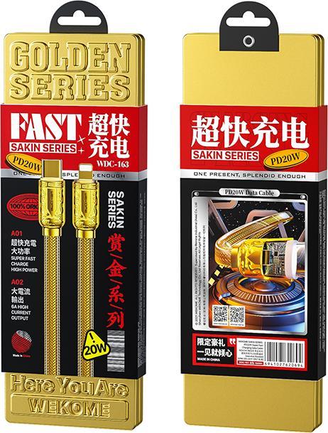 Actual product image Wekome WDC-163 Sakin-Serie – USB-C-auf-Lightning-PD-Verbindungskabel 20 W 1 m (Gold) (1 m, USB 2.0, 20 W)
