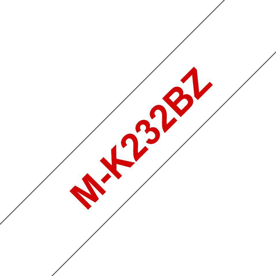Inkadoo, Beschriftungsband, Brother MK-232BZ DirectLabel rot auf weiss 12mm x 8m Brother P-Touch M 9-12mm (1.20 cm, Rot)