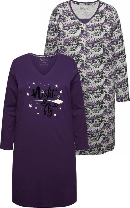 Produktbild Ulla Popken Bigshirts, 2er-Pack, V-Ausschnitt, leuchtender Frontprint (42, 44)