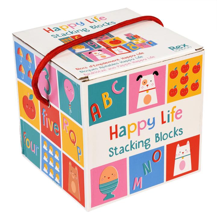 Actual product image Rex London 10 stacking blocks, Happy Life