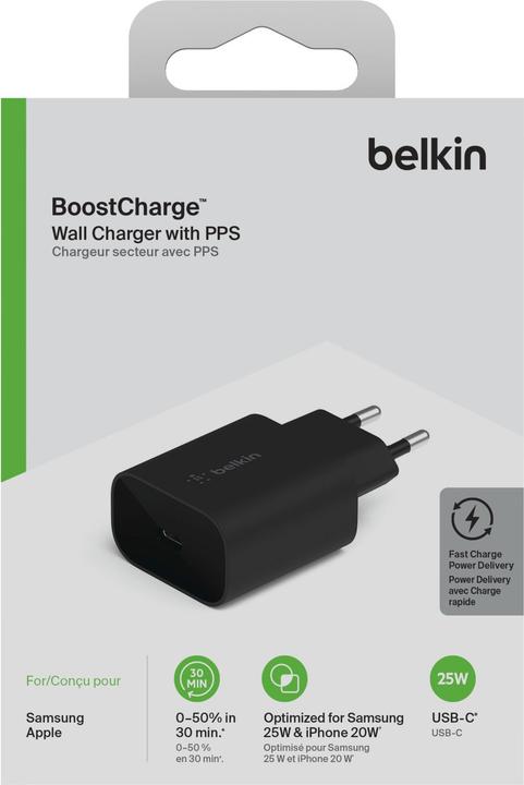 Actual product image Belkin Netzladegerät USB-C 25W PD 3.0 schwarz WCA004vfBK (25 W, 1 portion)