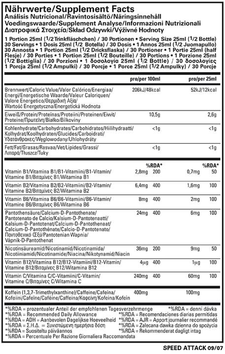 Nutritional values and ingredients All Stars speed attack (Orange, 24 x)