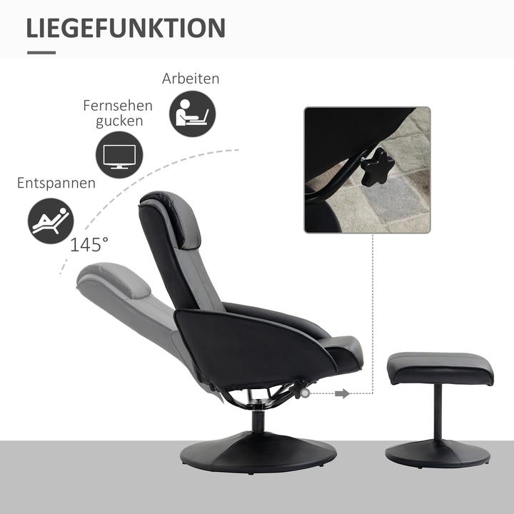 Actual product image Homcom Relaxsessel mit Hocker Kunstleder Schwarz