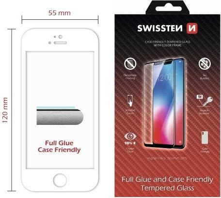 Actual product image Swissten Glass Colour Frame Case-Friendly iPhone 5/SE - White