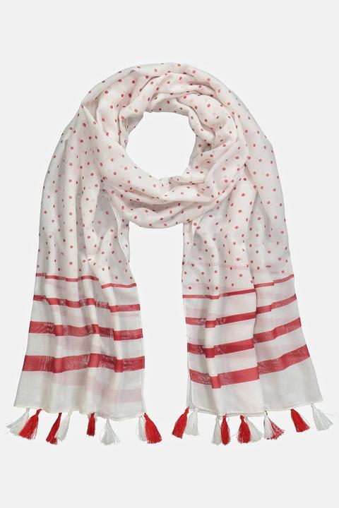 Immagine prodotto Ulla Popken Sciarpa a puntini con righe e nappe