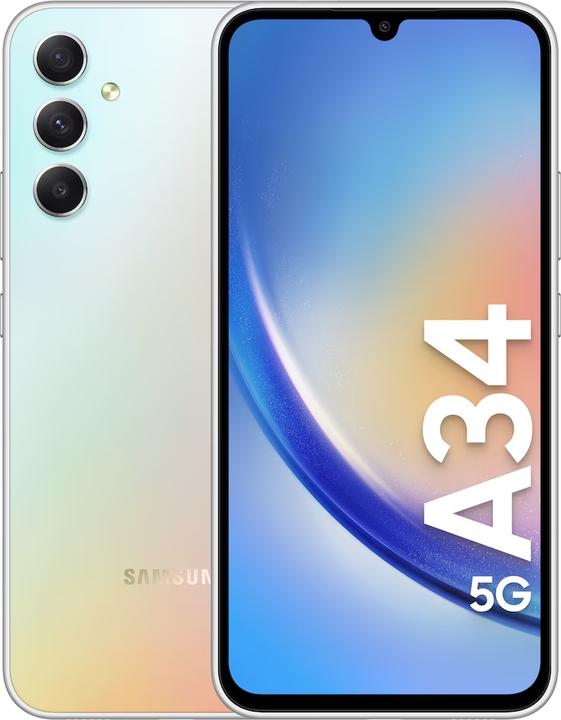 Actual product image Samsung Galaxy A34 5G (256 GB, Awesome Silver, 6.60", Dual SIM, 5G)