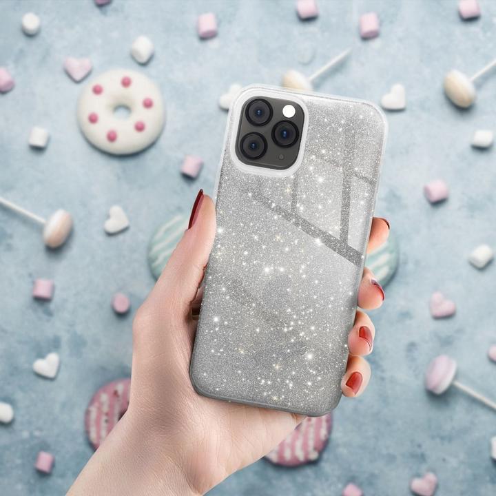 Produktbild König Design Handyhülle für Samsung Galaxy S20 FE Schutzcase Cover Bumper Etui Glitzer Silber (Samsung Galaxy S20 FE)