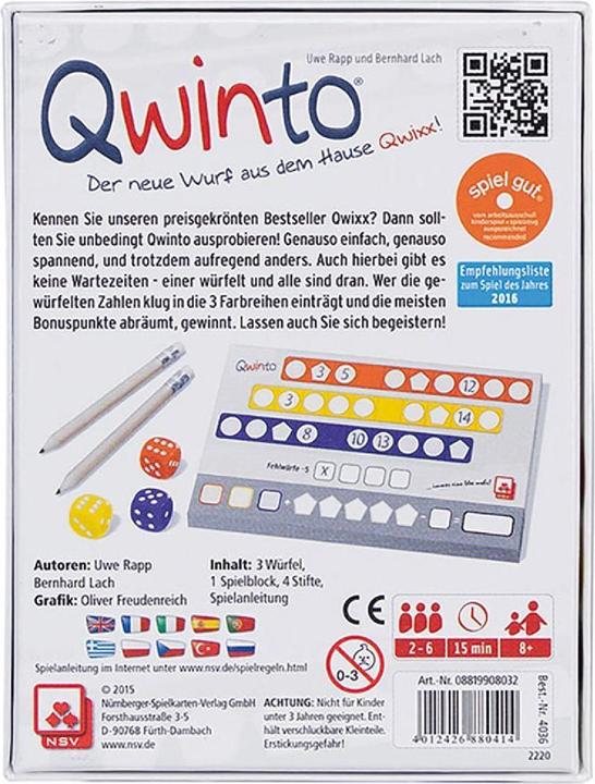 Energy Label NSV Qwinto (German, English, French, Italian)