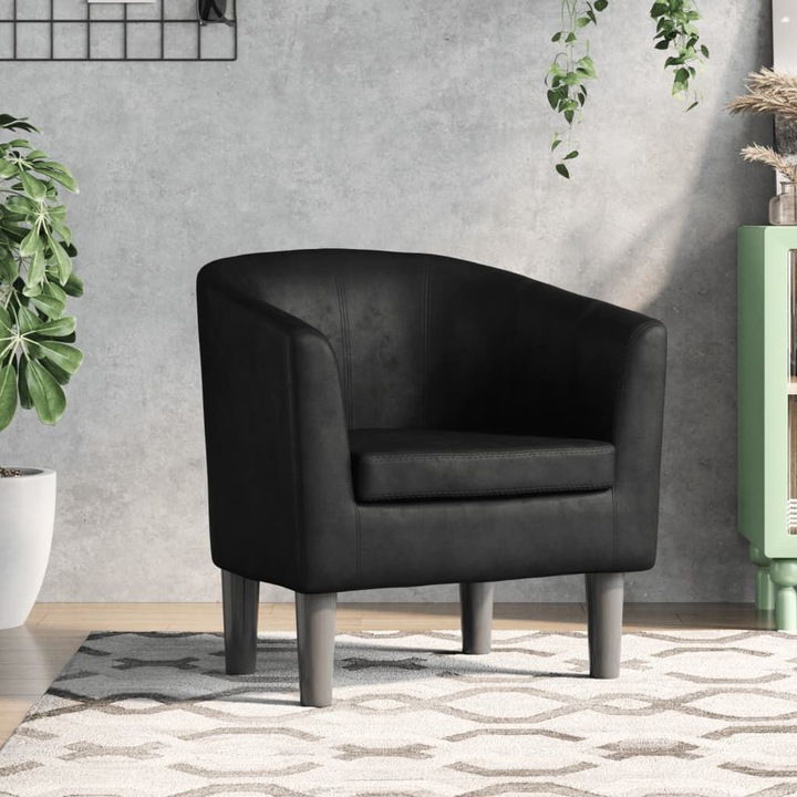 Actual product image VidaXL Clubsessel Schwarz Kunstleder,Farbe: Schwarz,Material