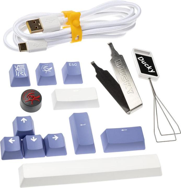 Actual product image Ducky One 3 Classic Pure White Mini Gaming Keyboard, RGB LED - MX-Speed-Silver (US) (US, Cable)