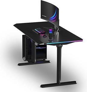 Actual product image Ultradesk Gaming-Tisch QUEST, 140x70cm, 72-120cm, schwarz-schwarz