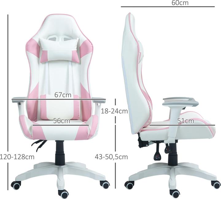 Image du produit Homcom Gamingstuhl Kunstleder Rosa