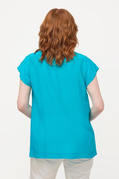 Produktbild Ulla Popken Bluse, Seidenmix, Schluppe, Stehkragen, Halbarm (54)