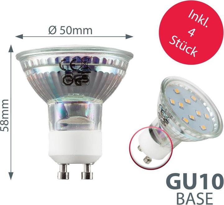 Actual product image B.K.Licht LED ceiling light, matt nickel, 4xLED/GU10/3W (250 lm, GU10)