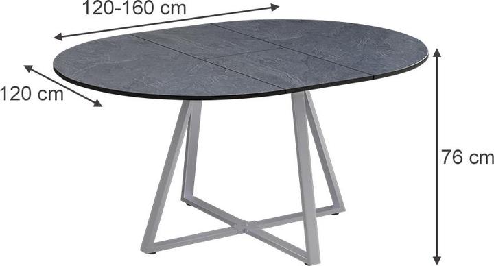 Actual product image Vicco Dining table Loyd, Anthracite/Grey, 120 x 120 cm Extendable