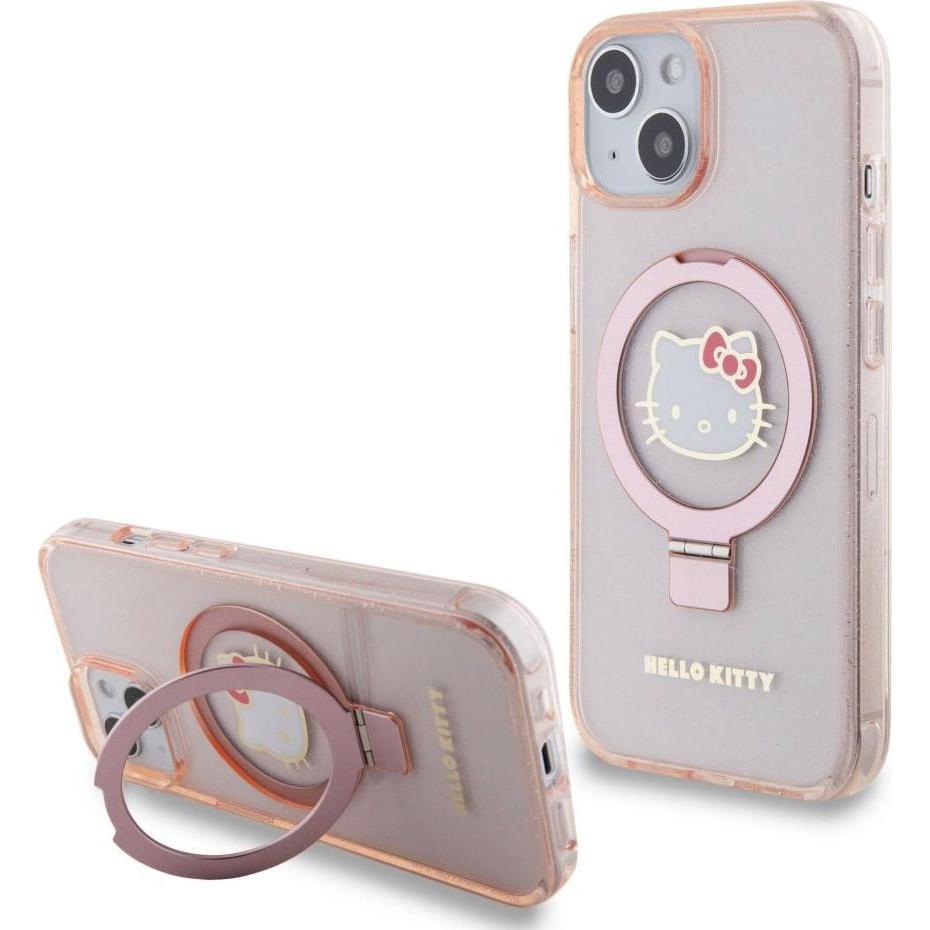 Hello Kitty HKHMP15SHRSGEP iPhone 15 / 14 / 13 6.1" różowy/pink hardcase Ring Stand Glitter Electrop (Apple iPhone 15), ...