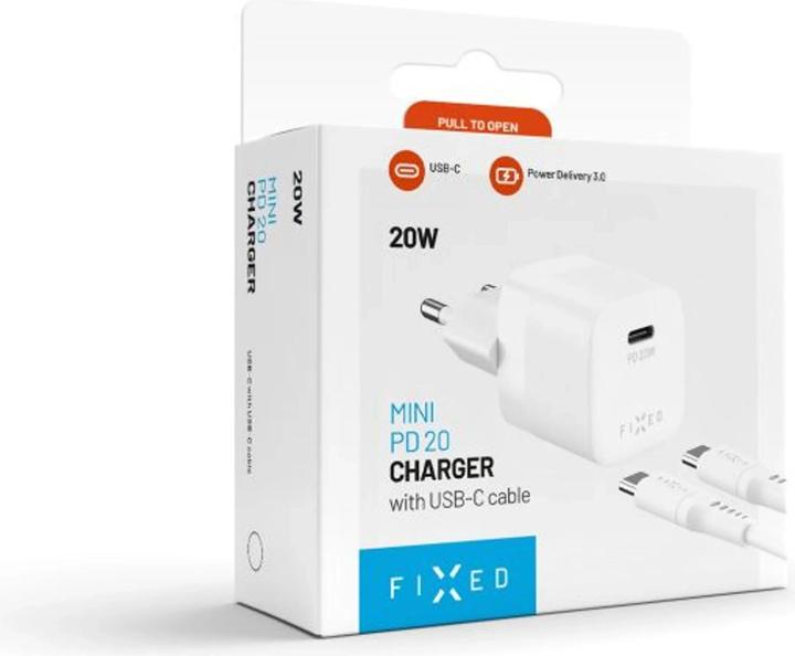 Image du produit Fixed Mini chargeur de voyage 20W+ Câble USB-C/USB-C, blanc (20 W, 1 portion)