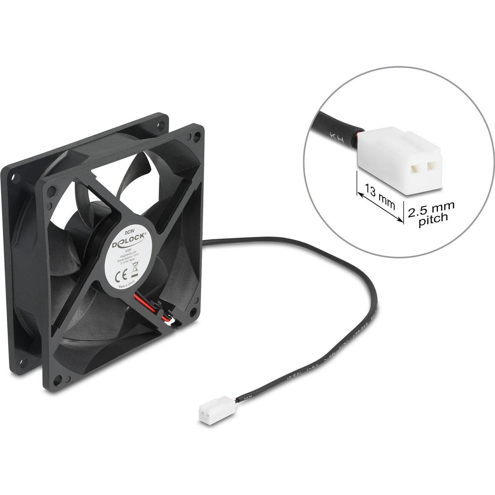 Delock Axiallüfter 5 V DC, 92 x 92 x 25 mm schwarz (92 mm, 1 x), Ventola PC, Nero