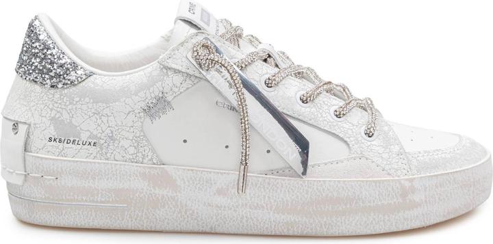 Crime London Crime deluxe heel sneakers in leather and suede color white and silver (38)