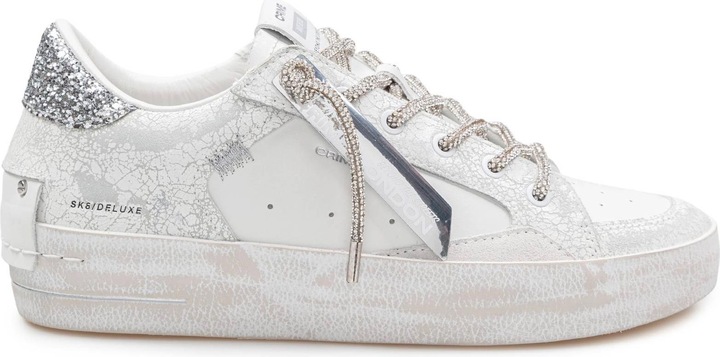 Crime London Crime deluxe heel sneakers in leather and suede color white and silver (42)