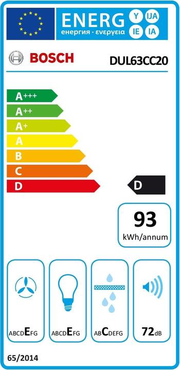 Energie-Label Bosch Hausgeräte DUL63CC20 (Unterbauhaube)