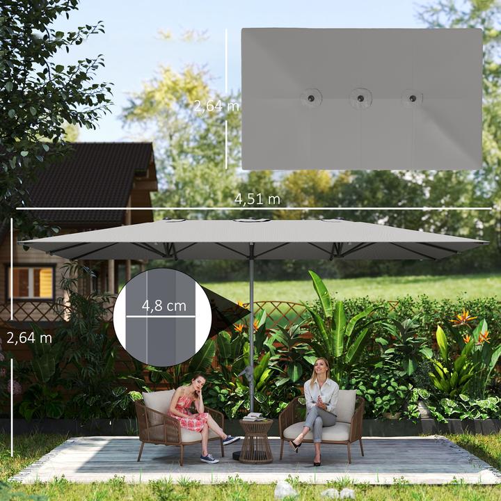Image du produit Outsunny Doppelsonnenschirm Aluminium, Polyester Dunkelgrau (2.64 m)