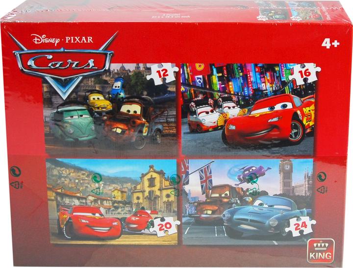 Produktbild King Puzzle 4 in 1 Cars 4 Puzzles mit 12, 16, 20 und 24 Teilen, ab 4 Jahren (24 Teile)