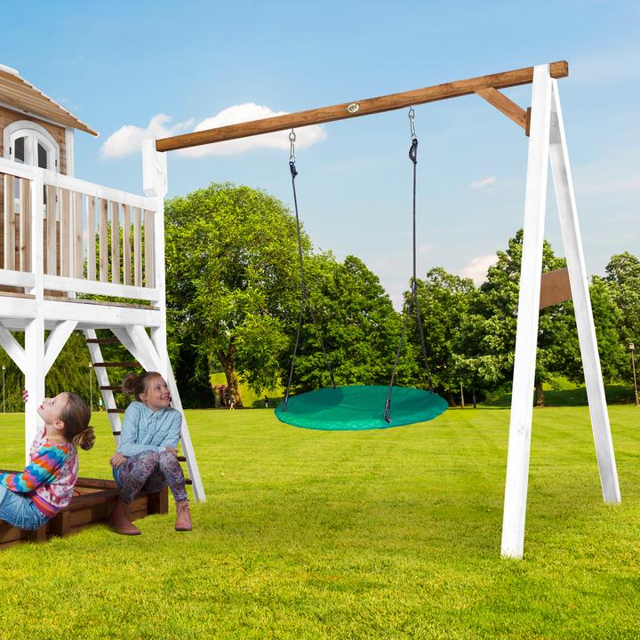 Produktbild Axi Liam Spielhaus mit Summer Nestschaukel Braun/Weiss - Lindgrüne Rutsche