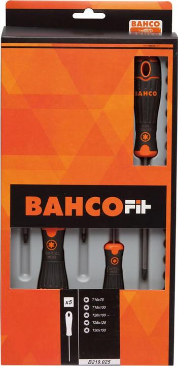 Produktbild Bahco BahcoFIT Schraubendreher-Satz für TORX-Schrauben mit 2-Komponenten-Griff - 5-teilig (TX)