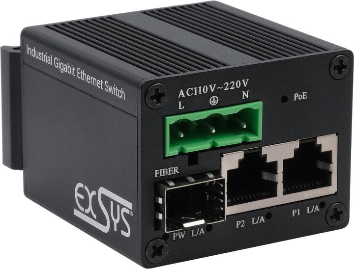 Produktbild Exsys Industrial PoE+ Switch 2x 1 Gbit/s + 1x SFP (3 Ports)