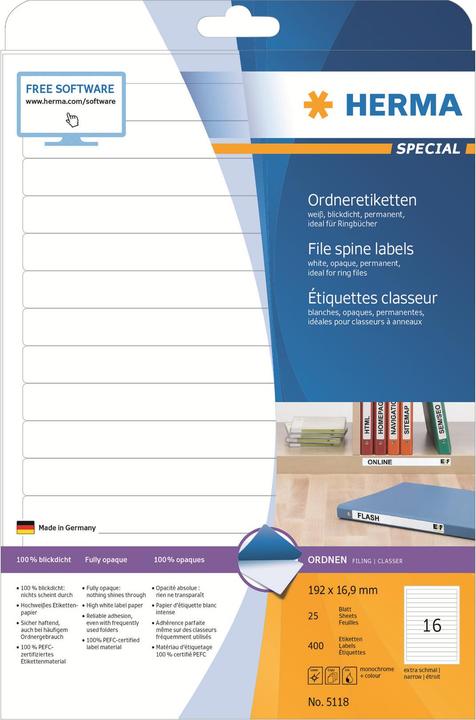 Actual product image HERMA Folder labels A4