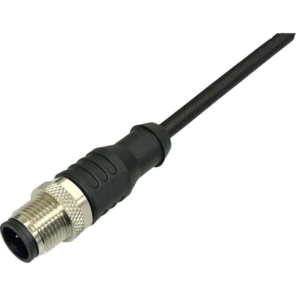 BKL Electronic 2702021 Sensor-/Aktor-Anschlussleitung M12 Stecker, gerade 2 m Po, Elektronikkabel + Stecker, Schwarz