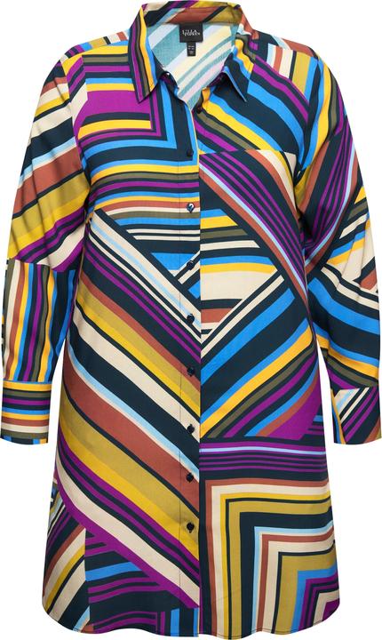 Produktbild Ulla Popken Longbluse, grafischer Druck, A-Linie, Hemdkragen, Langarm (50, 52)
