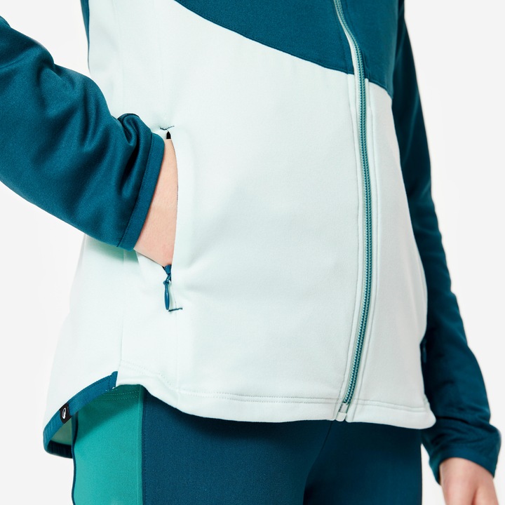 Image du produit Decathlon Veste de survêtement fille cintrée - bleu/vert (122)