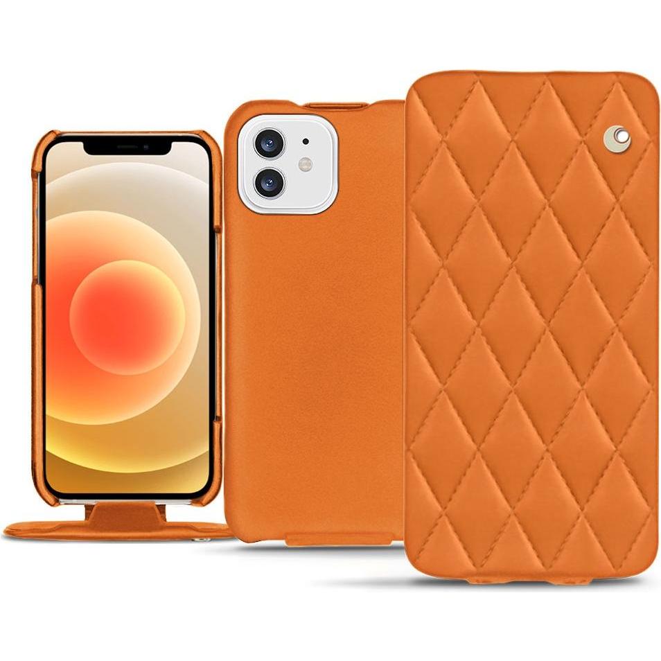 Noreve Lederschutzhülle vertikal (Apple iPhone 12 mini), Smartphone Hülle, Orange