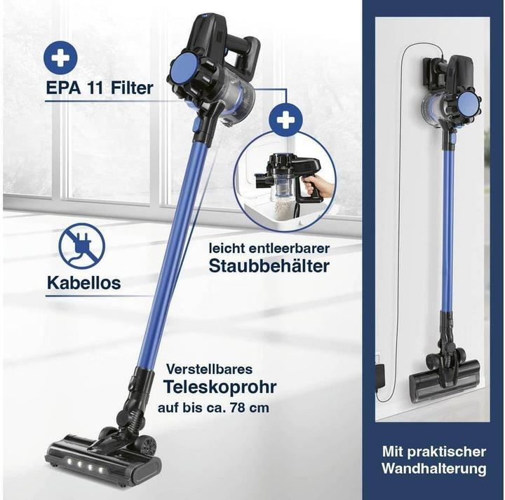 Produktbild CleanMaxx Akku-Hand- und Stielsauger Blau/Schwarz