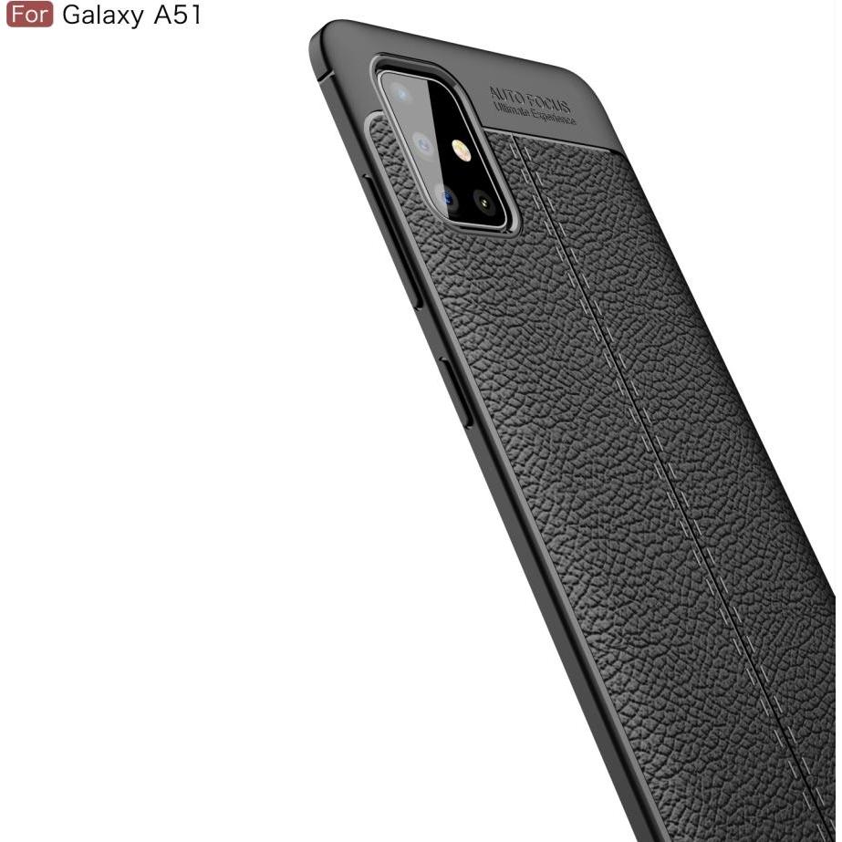 Thumbnail - Screenguard Samsung Galaxy A51 4G Hülle Leather Design TPU Cover (Samsung Galaxy A51), Smartphone Hülle, Schwarz
