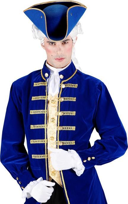 Actual product image Widmann Tricorn blue tricorn hat with gold felt edge