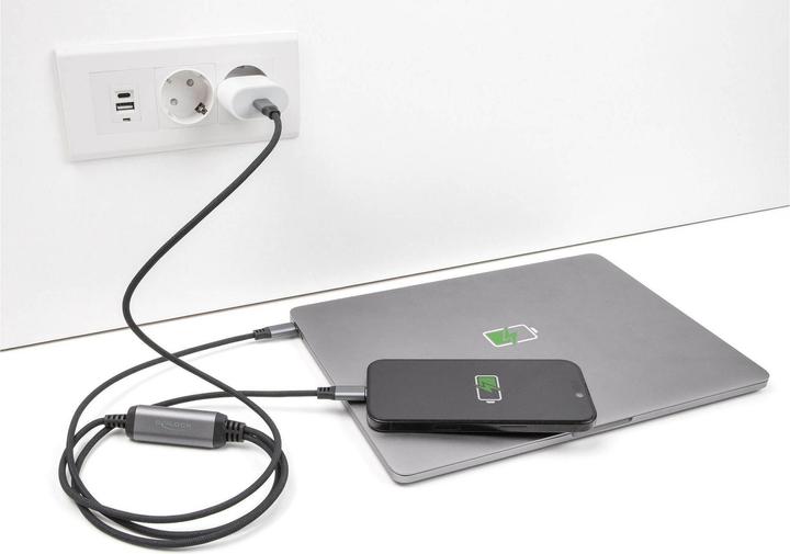 Image du produit Delock 81271 - Câble USB-C en Y 1 x mâle vers 2 x mâle PD 3.0 100 W, 1,2m (1.20 m, USB 2.0, 100 W)