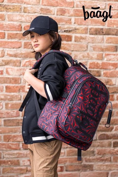 Produktbild Baagl SET 3 - Schulset Core Red Polygon / Rucksack / Federmäppchen / Tasche