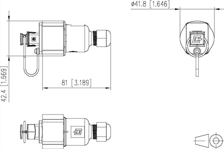 Actual product image Metz Connect 1401145512KE - RJ-45 - -40 - 70 °C - Black - IP67 - ISO/IEC 11801 Ed.2.2:2011- (Network coupling)