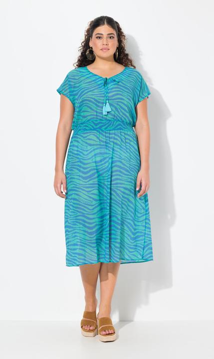 Actual product image Ulla Popken Summertime Zebra Print Cap Sleeve Dress (62)